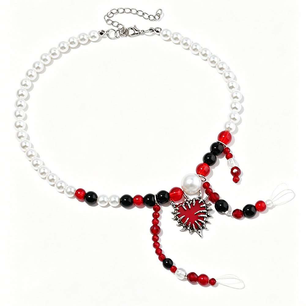 Pearl Blood Drop Necklace for Women | Punk Heavyweight Dark Necklace | Halloween Cool Girl Gothic Trendy Accessory