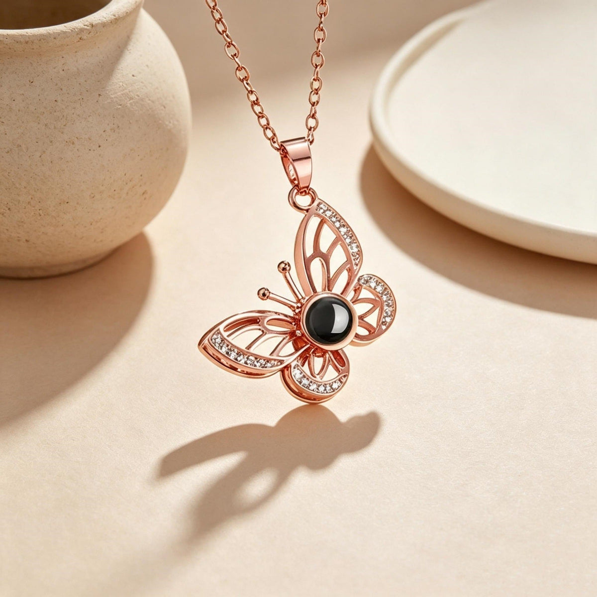 Butterfly personalized wedding vow projection necklace