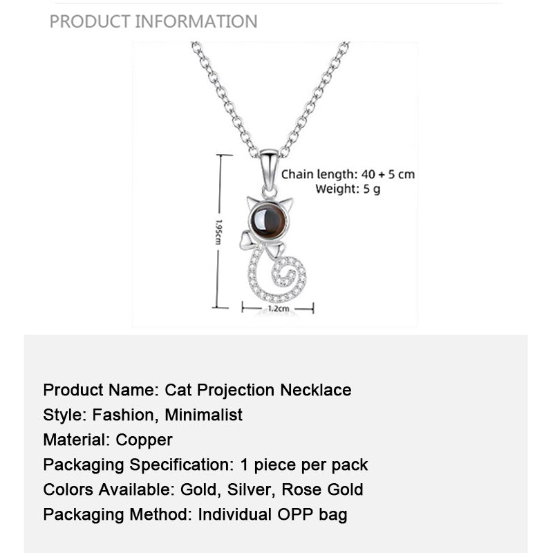 Cat personalized anniversary projection necklace