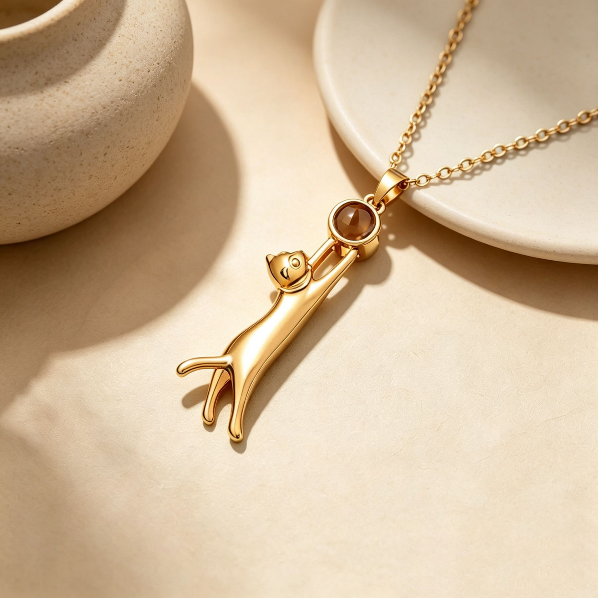 Cat reach moon personalized anniversary projection necklace