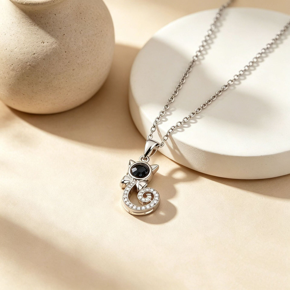 Cat personalized wedding vow projection necklace