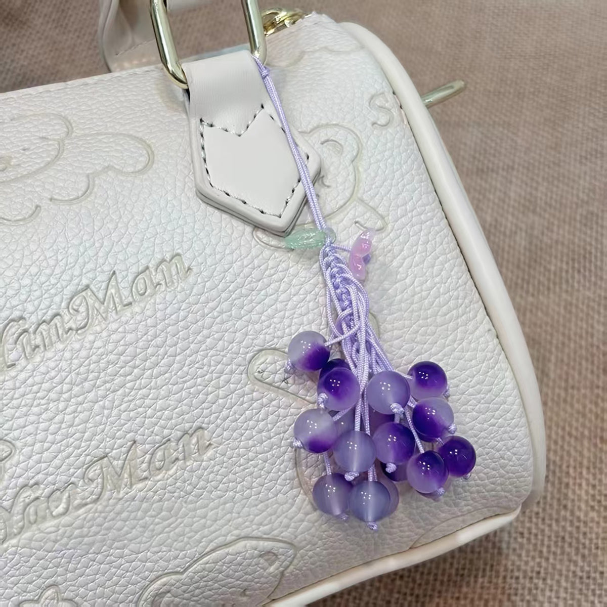 Purple grape keychain accessory for women bags