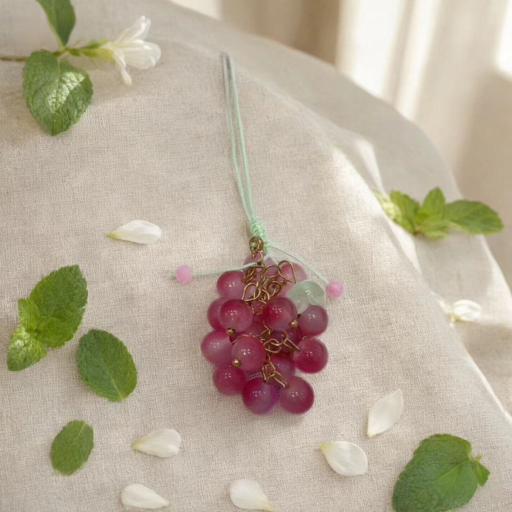 Purple grape keychain accessory for women bags
