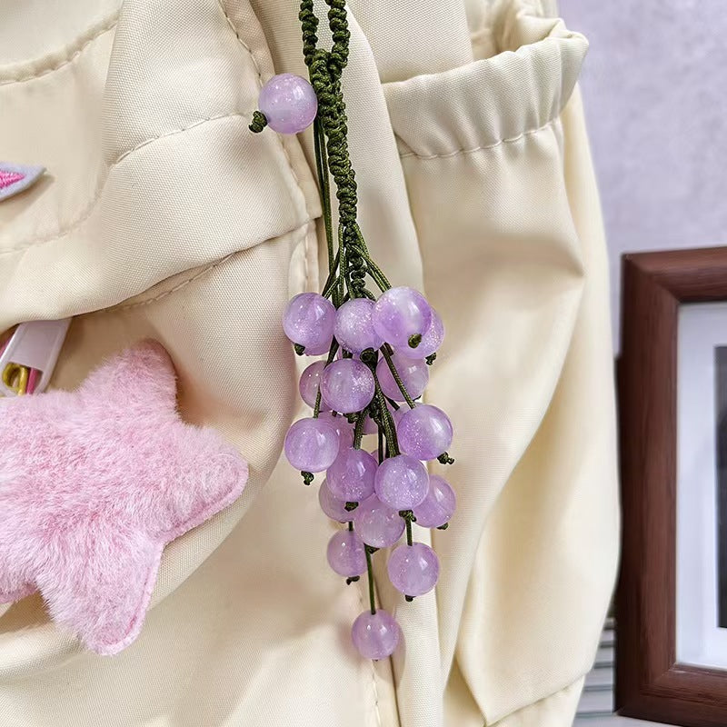 DIY Color Changing Grape Keychain Making Kit | UV Sunlight Reactive Beads Craft Kit | Handmade Fruit Bag Charm DIY Set