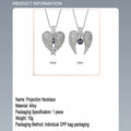 Custom love message projection necklace showing hidden photo inside pendant