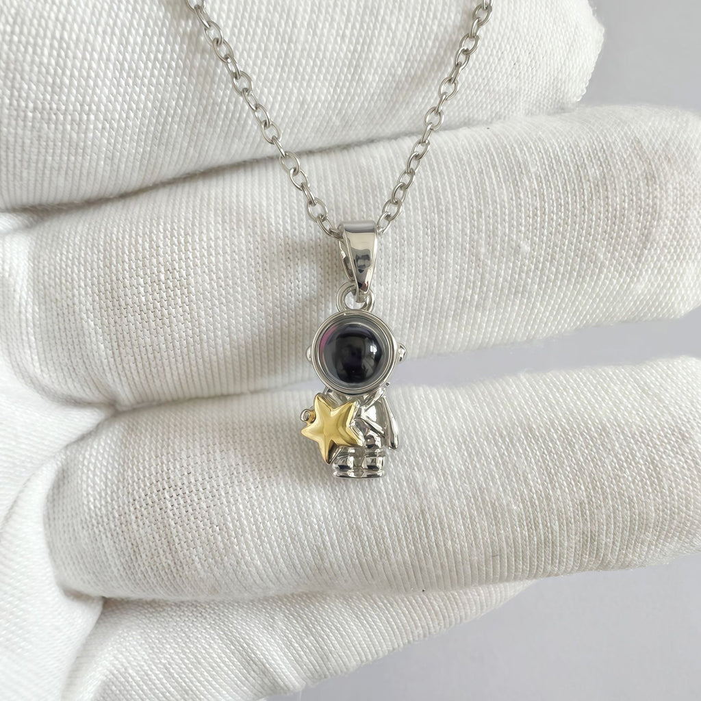 Custom photo projection necklace with astronaut design