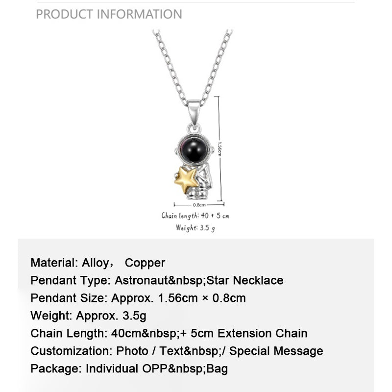 Cute astronaut holding star necklace gift for girlfriend