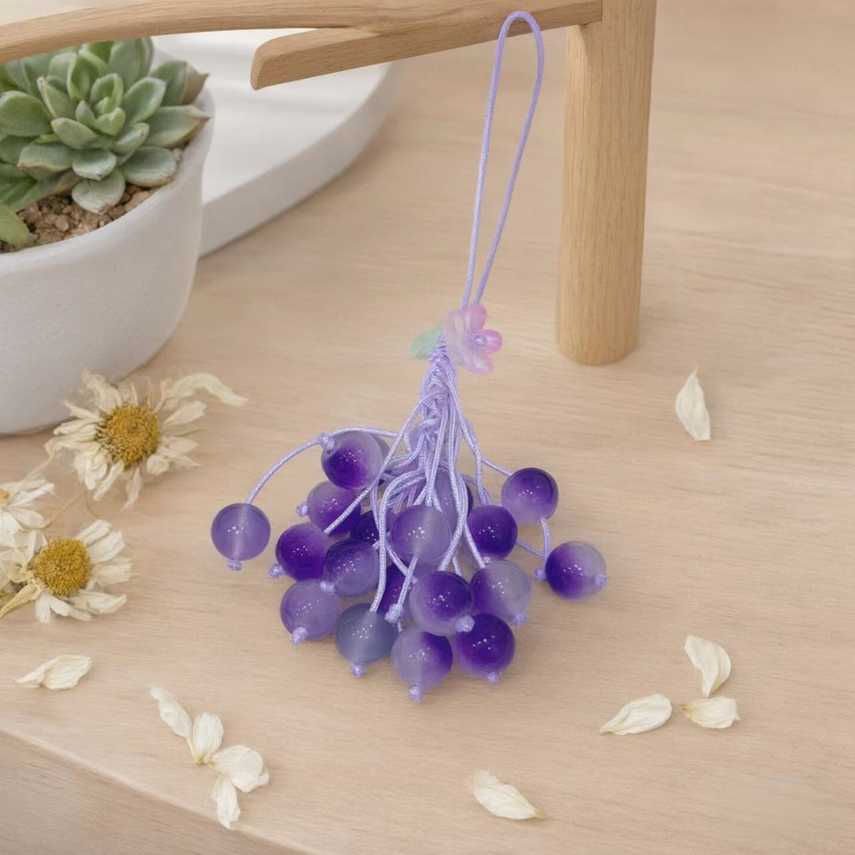 Color changing grape keychain bag charm handmade fruit pendant