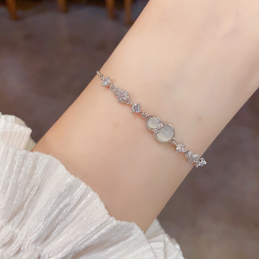 Zircon Crystal Gourd Bracelet | Gold & Silver Elegant Adjustable Bracelet for Women