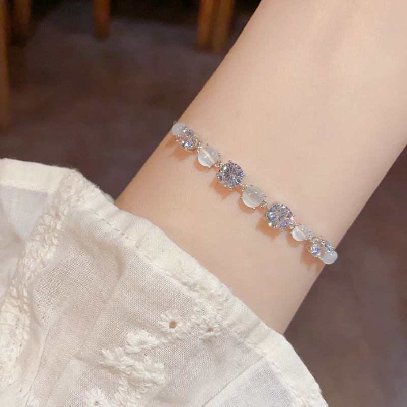 Elegant gold and silver stone bracelet