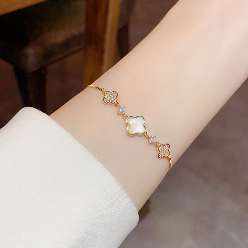 Gold plated mother of pearl bracelet