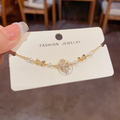 Zircon Petal Bow Pearl Bracelet | Gold & Silver Delicate Bracelet for Women