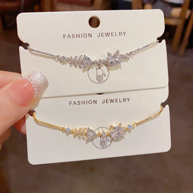 Gold and silver slider bracelet with crystals