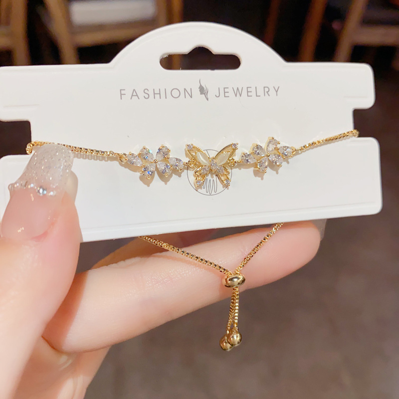 Gold plated pearl butterfly bracelet
