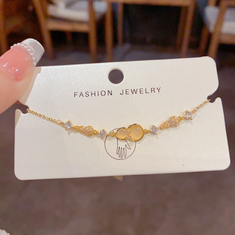 Zircon Crystal Gourd Bracelet | Gold & Silver Elegant Adjustable Bracelet for Women