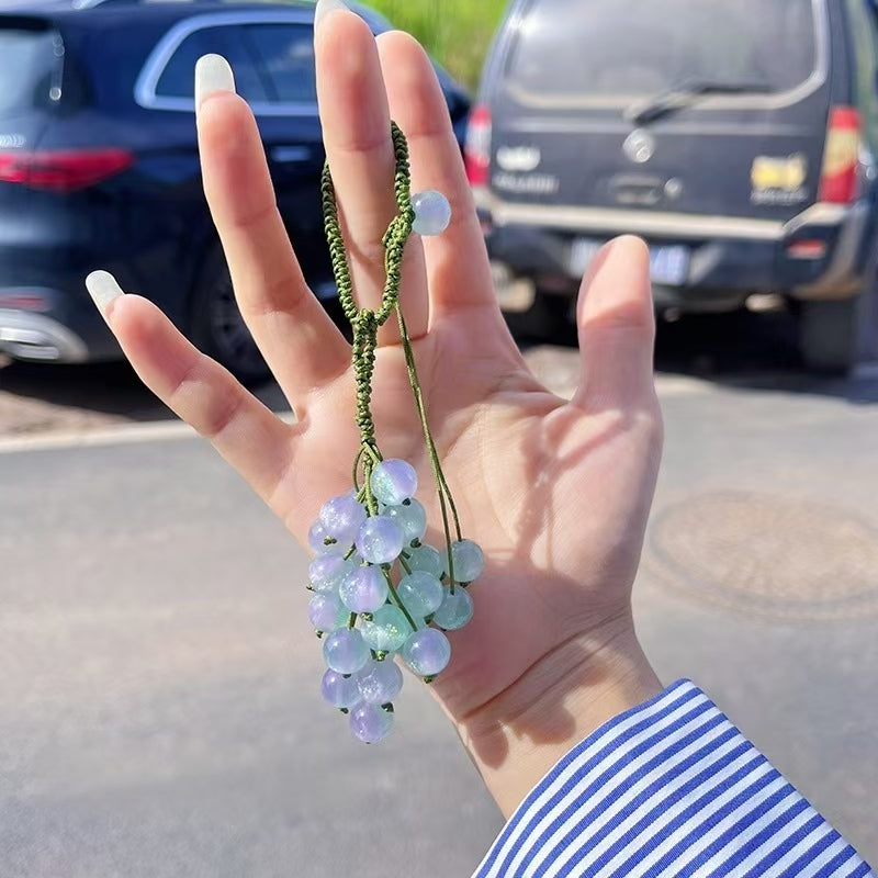 DIY Color Changing Grape Keychain Making Kit | UV Sunlight Reactive Beads Craft Kit | Handmade Fruit Bag Charm DIY Set
