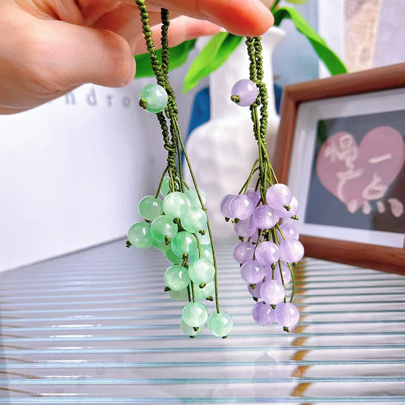 DIY Color Changing Grape Keychain Making Kit | UV Sunlight Reactive Beads Craft Kit | Handmade Fruit Bag Charm DIY Set
