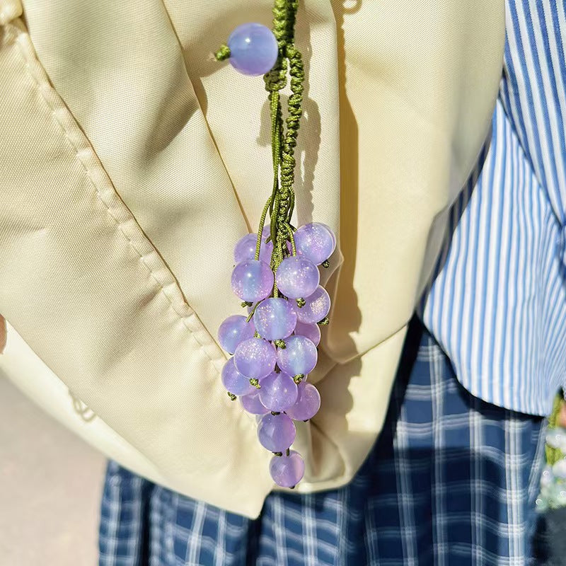 DIY Color Changing Grape Keychain Making Kit | UV Sunlight Reactive Beads Craft Kit | Handmade Fruit Bag Charm DIY Set