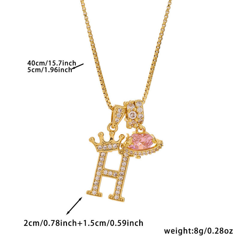 Charm System Two-Tone Crown Letter Necklace | Gold Box Chain