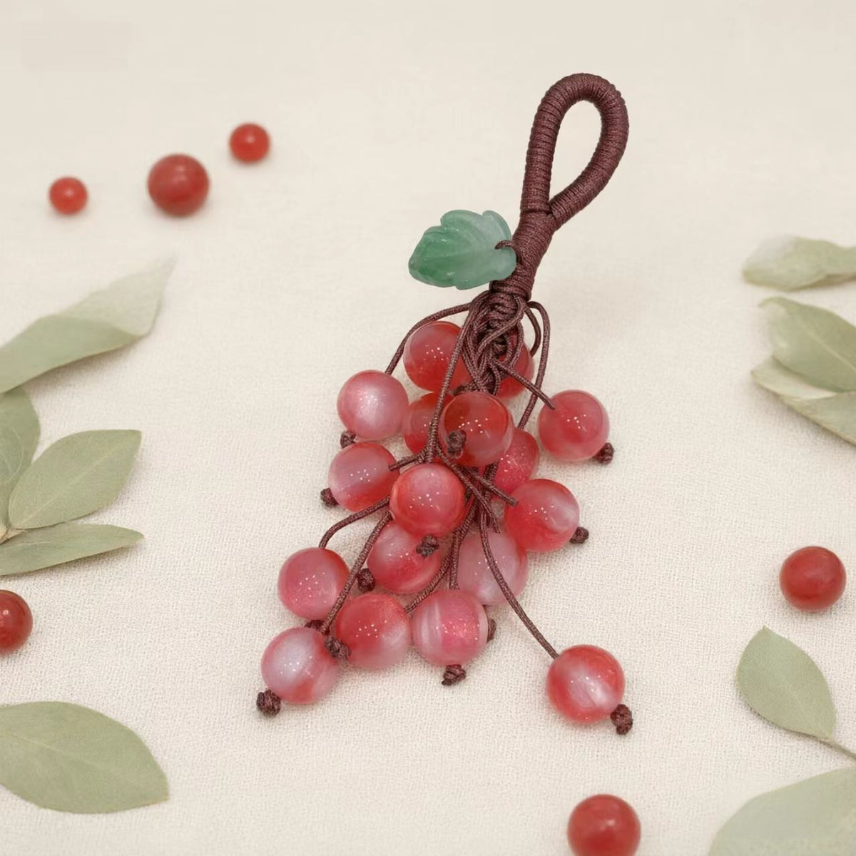 Color changing grape keychain bag charm handmade fruit pendant