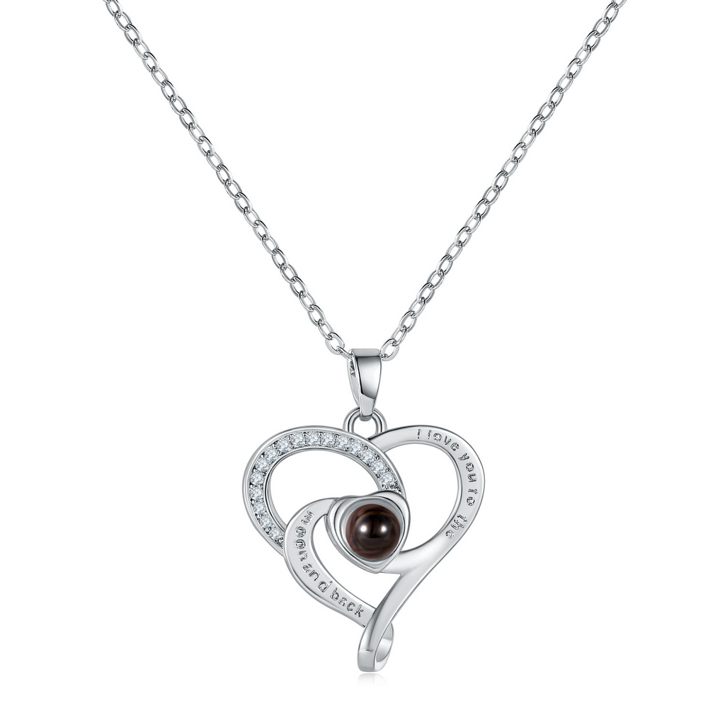 Heart personalized projection necklace with custom photo 