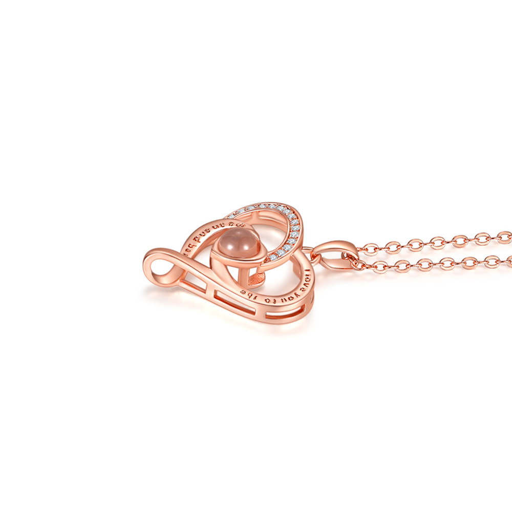 Heart custom photo projection necklace for couples