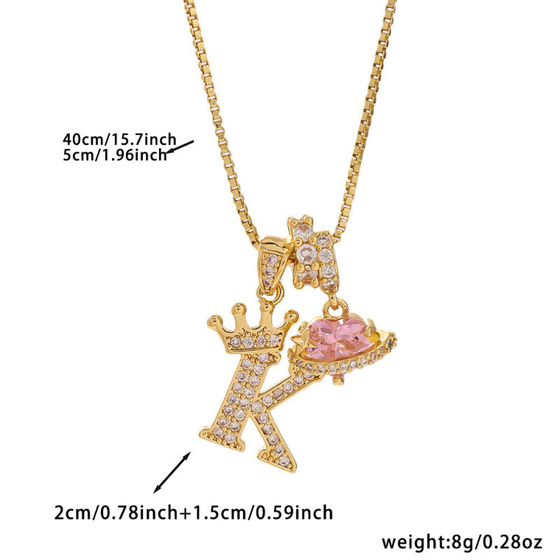 Charm System Two-Tone Crown Letter Necklace | Gold Box Chain