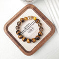 Men's Tiger Eye & Smoky Quartz Bracelet – Natural 12mm Gemstone Beads