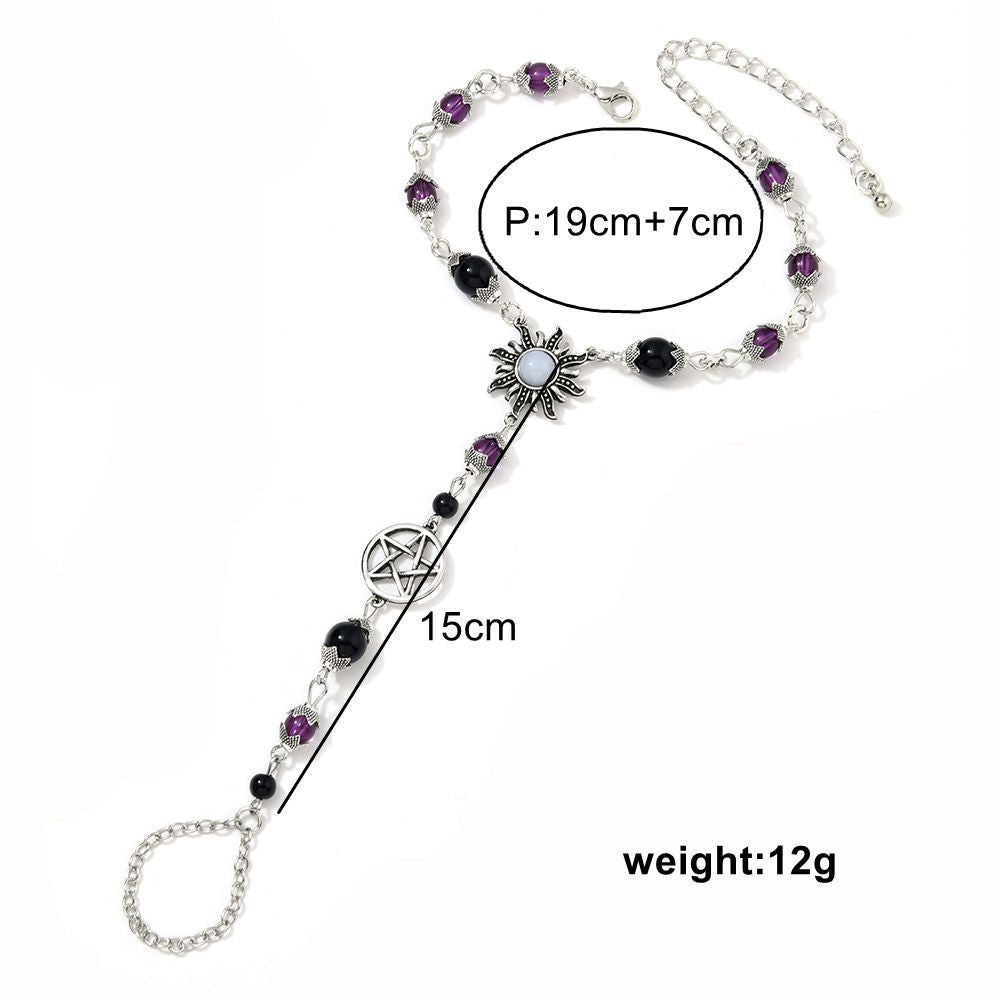PentagramSunstoneMoonlightStoneFinger-LinkedBracelet_sSize