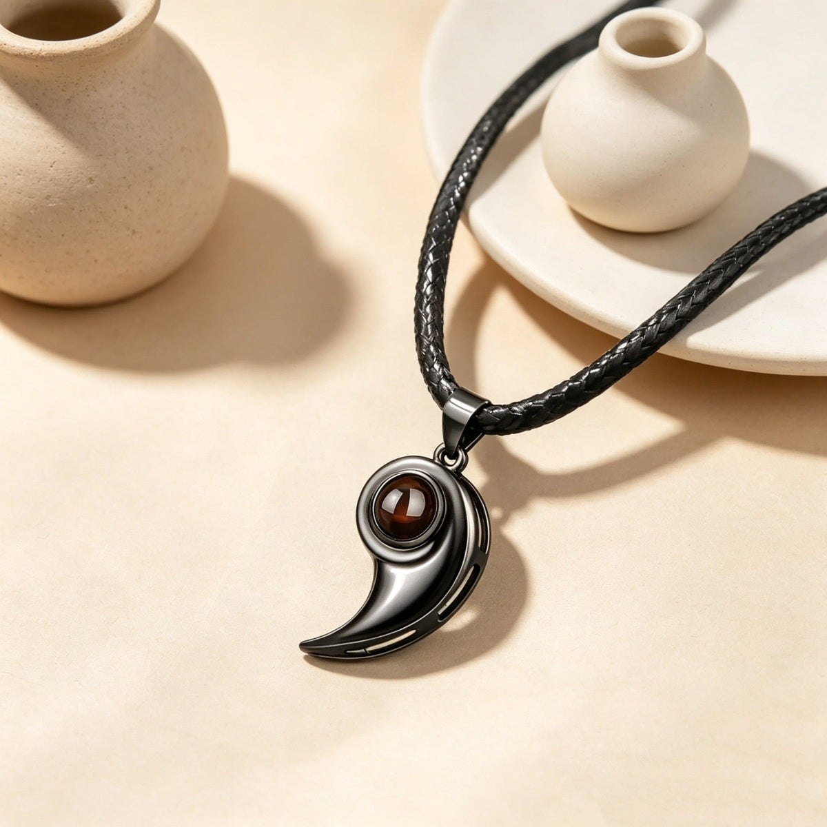 Phone camera viewing hidden image inside projection necklace