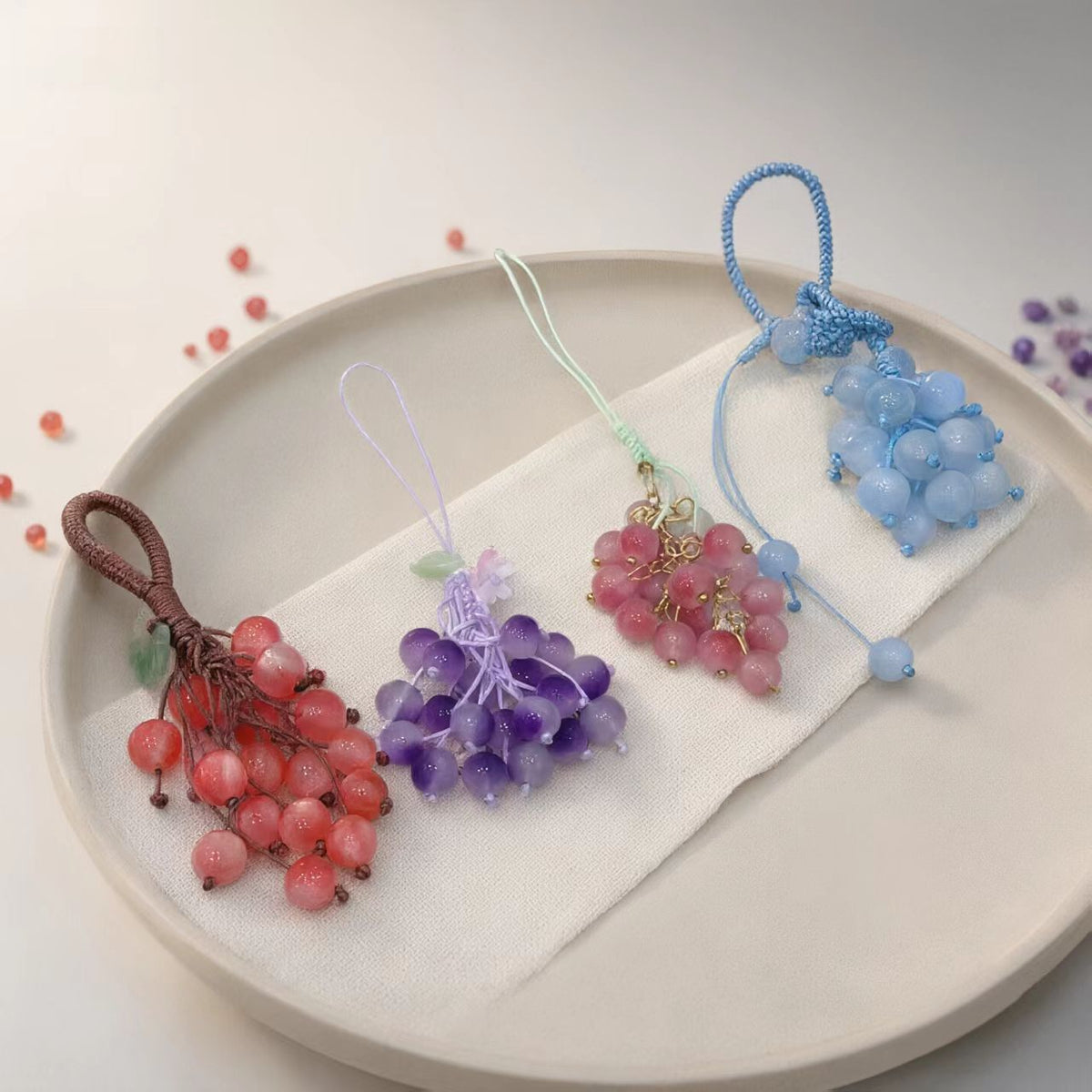 Four color grape bag charm collection