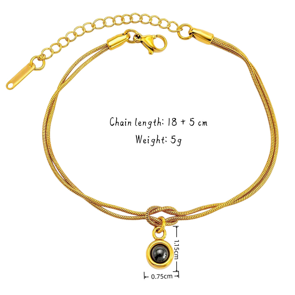 Minimalist bracelet with hidden love message projection stone