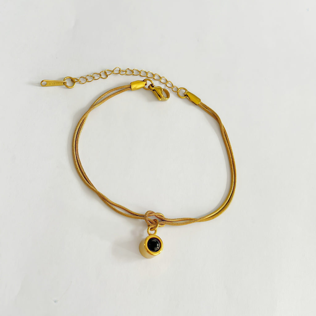 Double chain knot bracelet with custom projection pendant