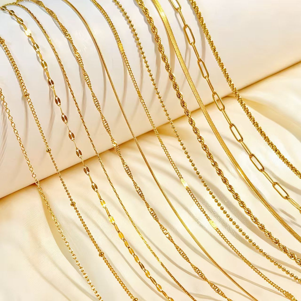 Women's Stainless Steel Chain Necklace | 13 Minimalist Styles | 18K Gold Plated & Silver