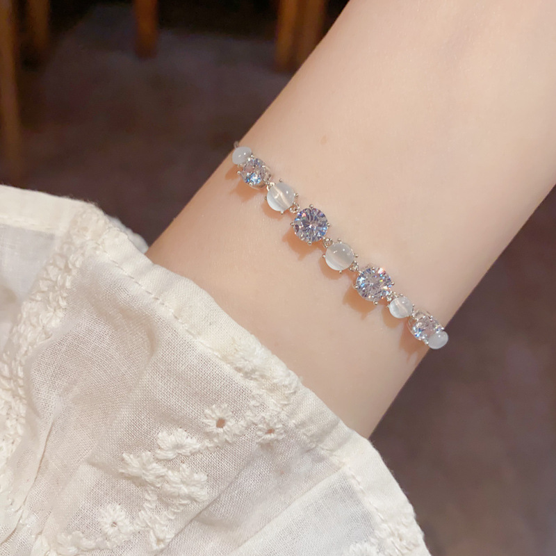 Silver rhodium plated zircon bracelet