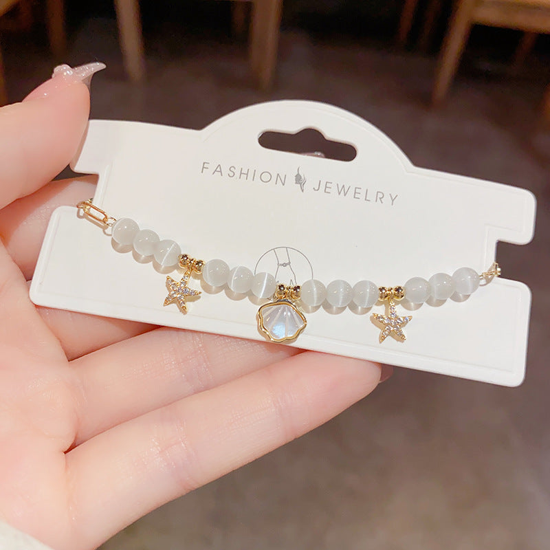 Gold plated ocean inspired bead bracelet