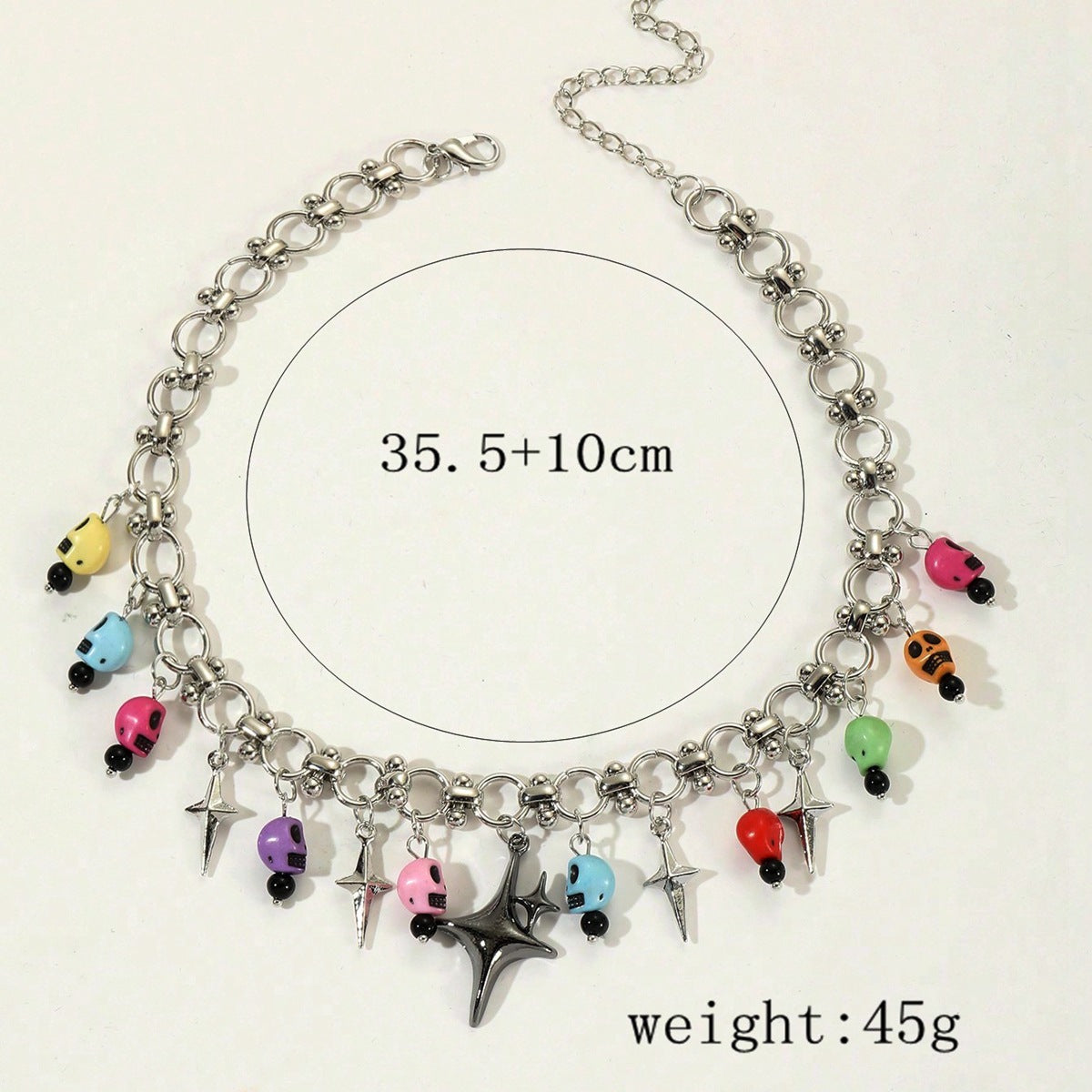 Y2K Colorful Skull Star Necklace | Punk Gothic Statement Choker for Women