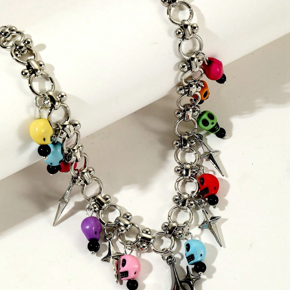 Y2K Colorful Skull Star Necklace | Punk Gothic Statement Choker for Women
