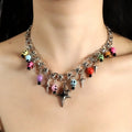 Y2K Colorful Skull Star Necklace | Punk Gothic Statement Choker for Women