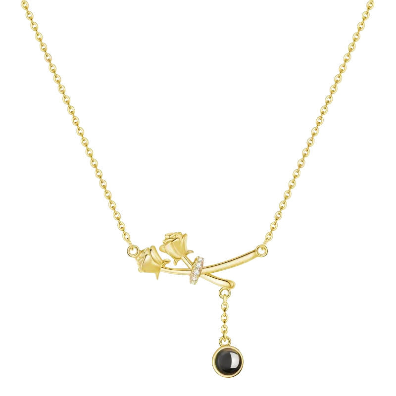 Personalized rose wedding vow projection necklace