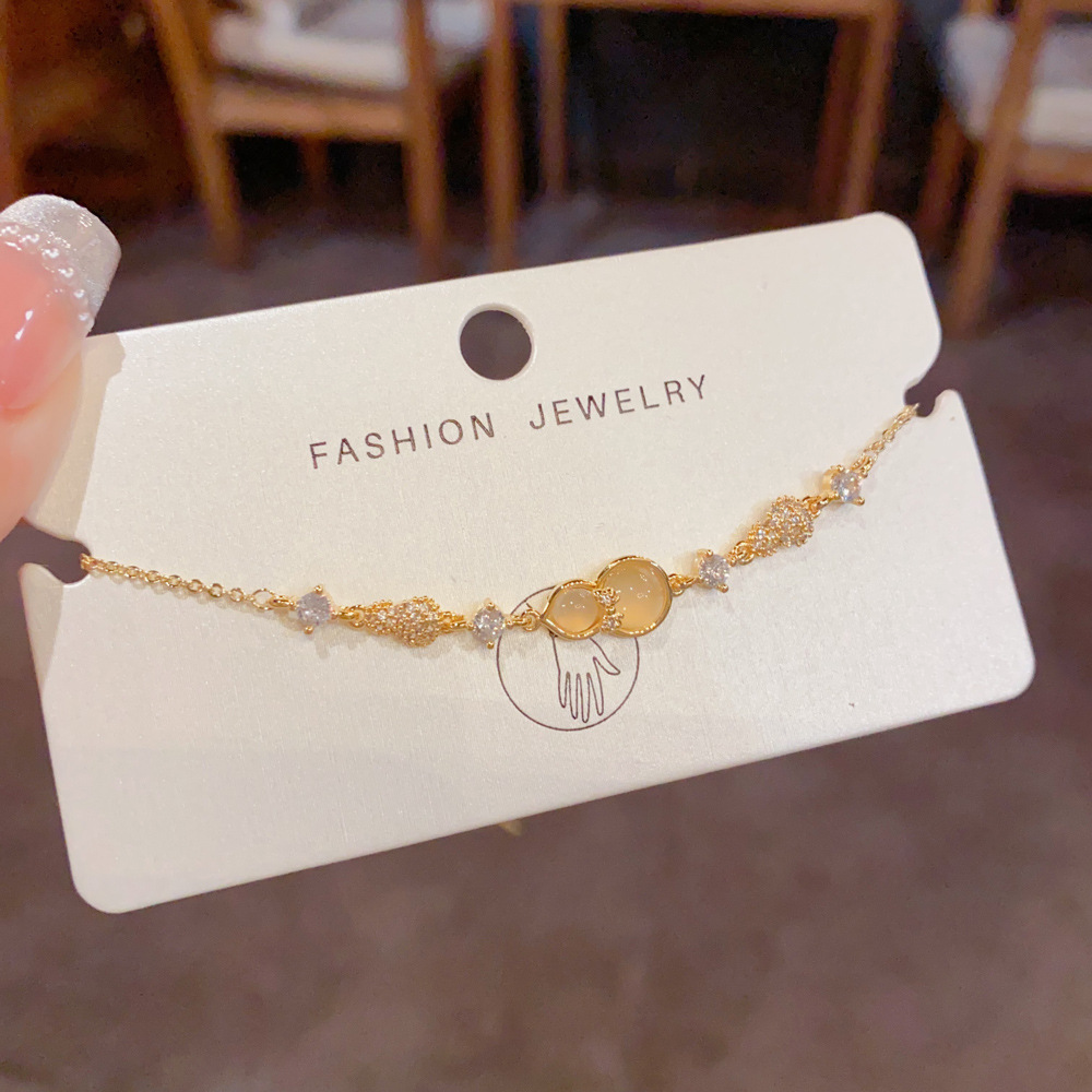 Zircon Crystal Gourd Bracelet | Gold & Silver Elegant Adjustable Bracelet for Women