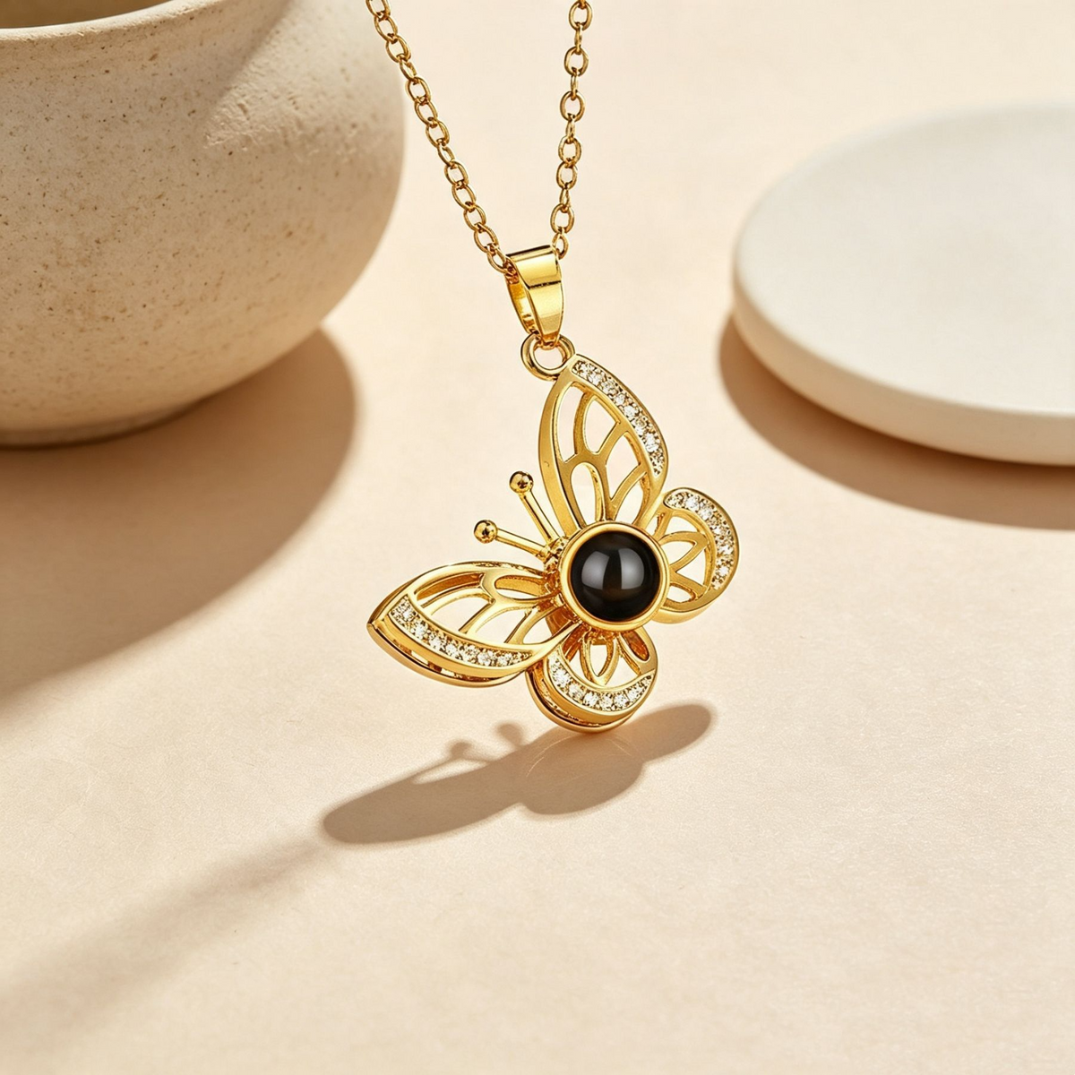 Butterfly personalized wedding vow projection necklace
