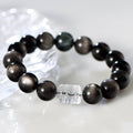 Silver Obsidian & Aquamarine Couple's Bracelet Set a€¡± His & Hers