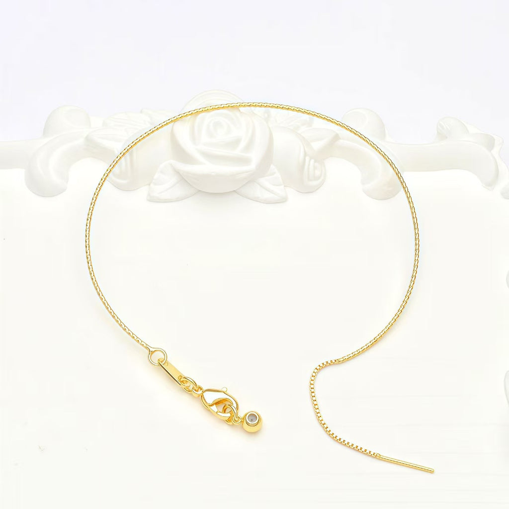Adjustable 18K gold plated bracelet chain with engraved texture