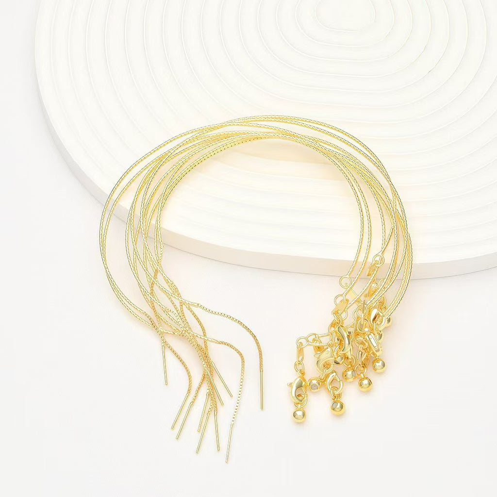 Adjustable 18K gold plated bracelet chain with engraved texture