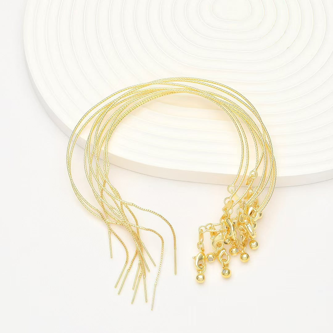 Adjustable 18K gold plated bracelet chain with engraved texture