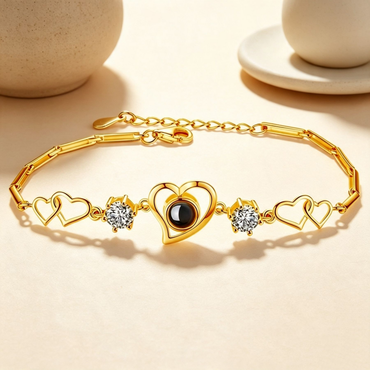 custom photo projection bracelet heart link