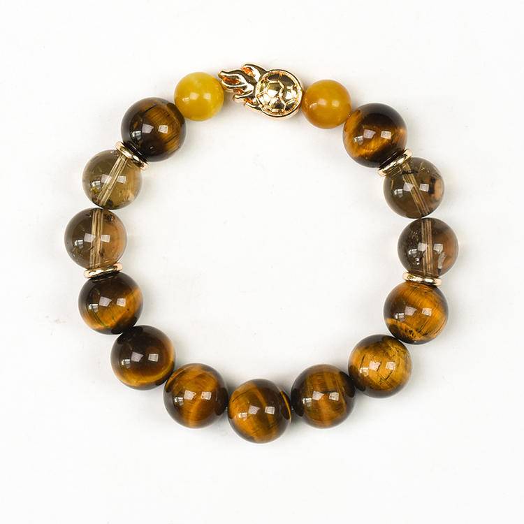 Men's Tiger Eye & Smoky Quartz Bracelet – Natural 12mm Gemstone Beads