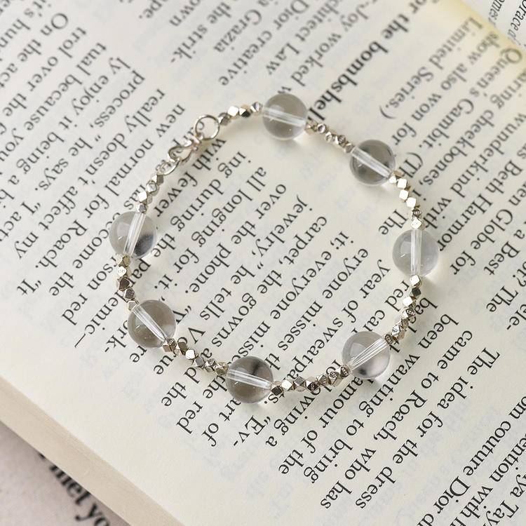 Natural White Crystal Bracelet for Women | 925 Sterling Silver Beaded Minimalist Jewelry