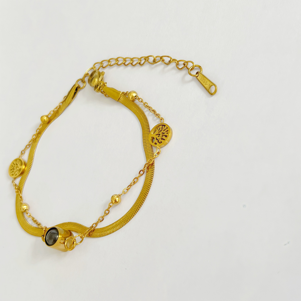 Hidden love message projection bracelet with Tree of Life design